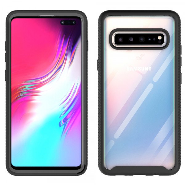 Wholesale Galaxy S10 5G Clear Dual Defense Hybrid Case (Black)